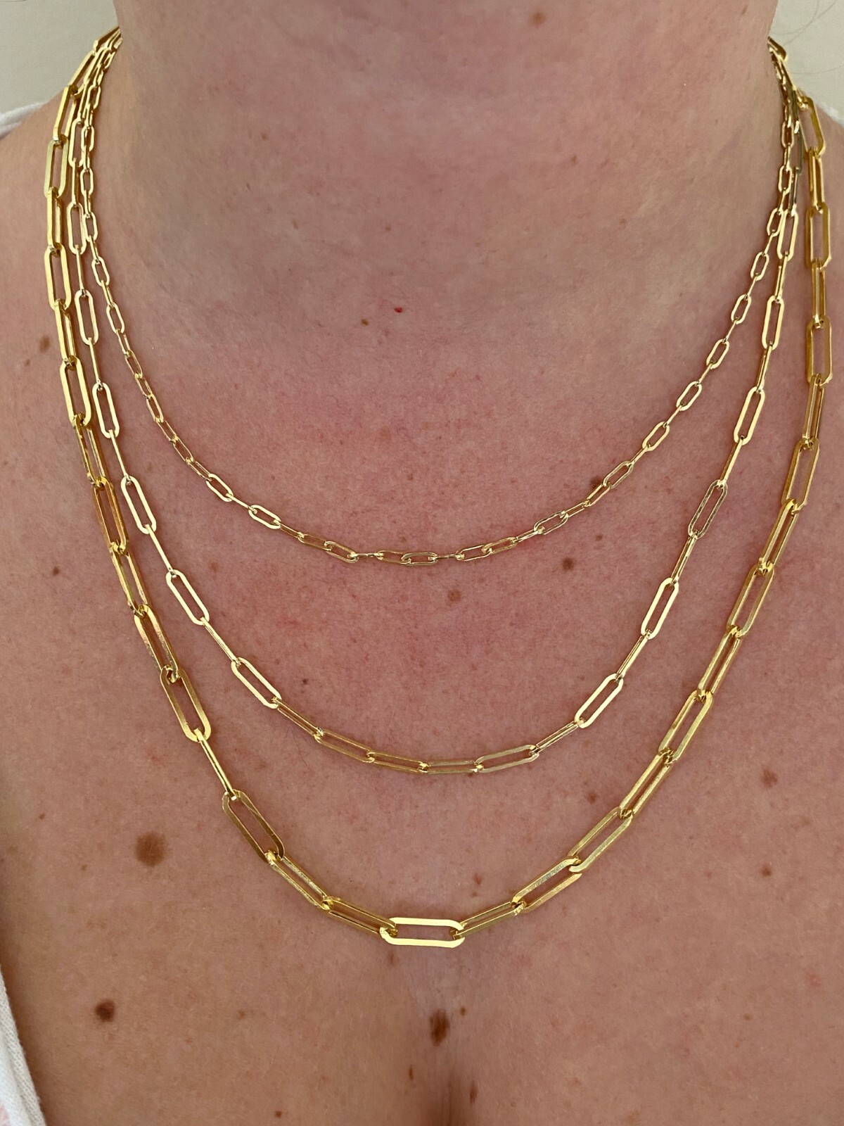 14k Gold Solid Paperclip Rolo Chain Necklace