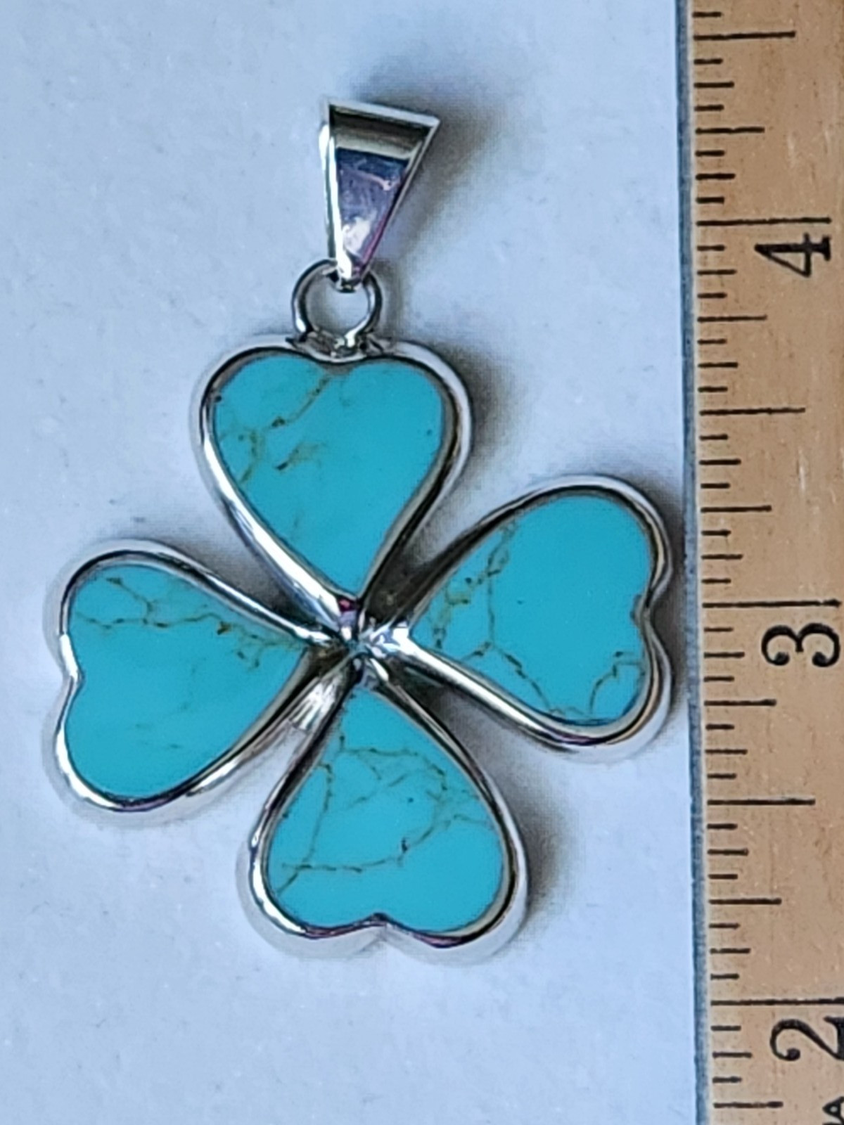 GREEN-BLUE TURQUOISE STERLING SILVER PENDANT, 17 GRAMS, MADE IN MEXICO