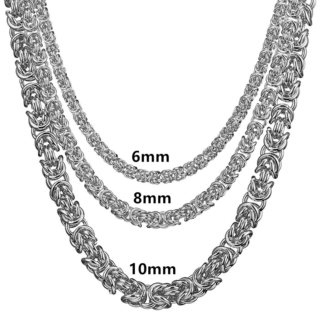 6/8/10mm New Stainless Steel Handmade Byzantine Chain Men/Women Necklace Jewelry