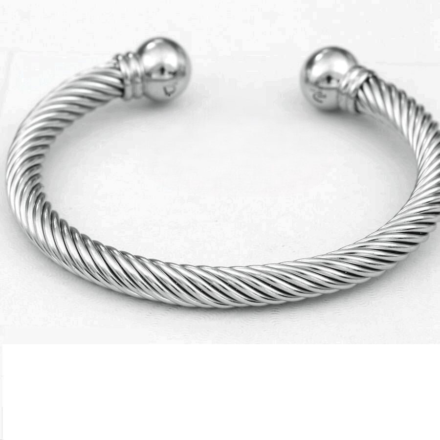 DG Men’s Stainless-Steel 7″Adjustable Round Cuff Cable.Bracelet High Polish*Box