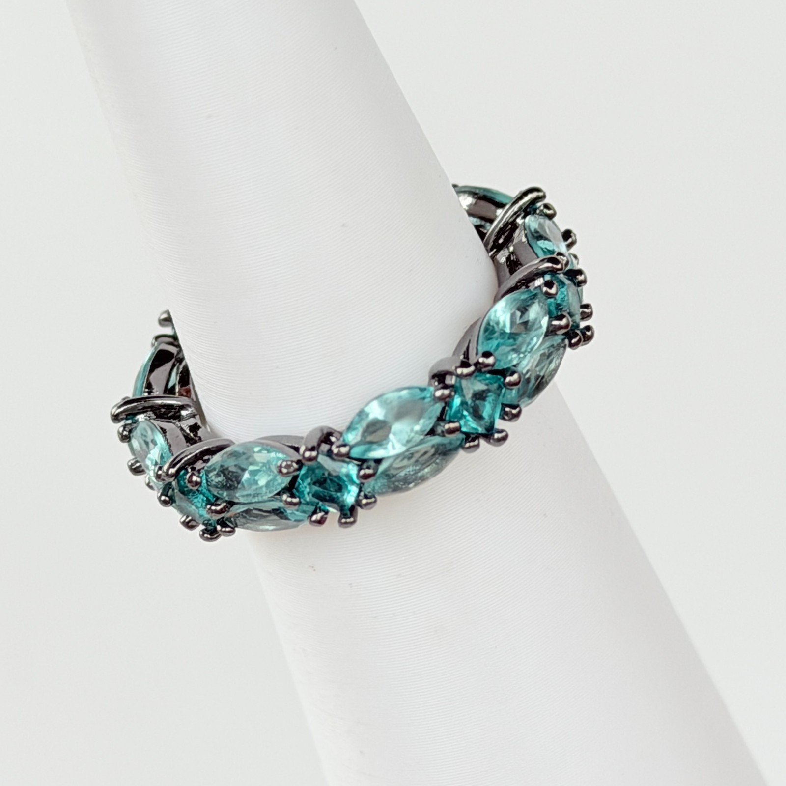Bomb Party Sirens Veil of The Abyss Pariba on Hematite Ring Sz 7