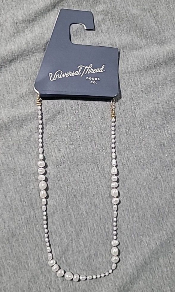 Mixed Shape Simulated Pearl Beaded Necklace Universal Thread Ivory 16″ – 18″