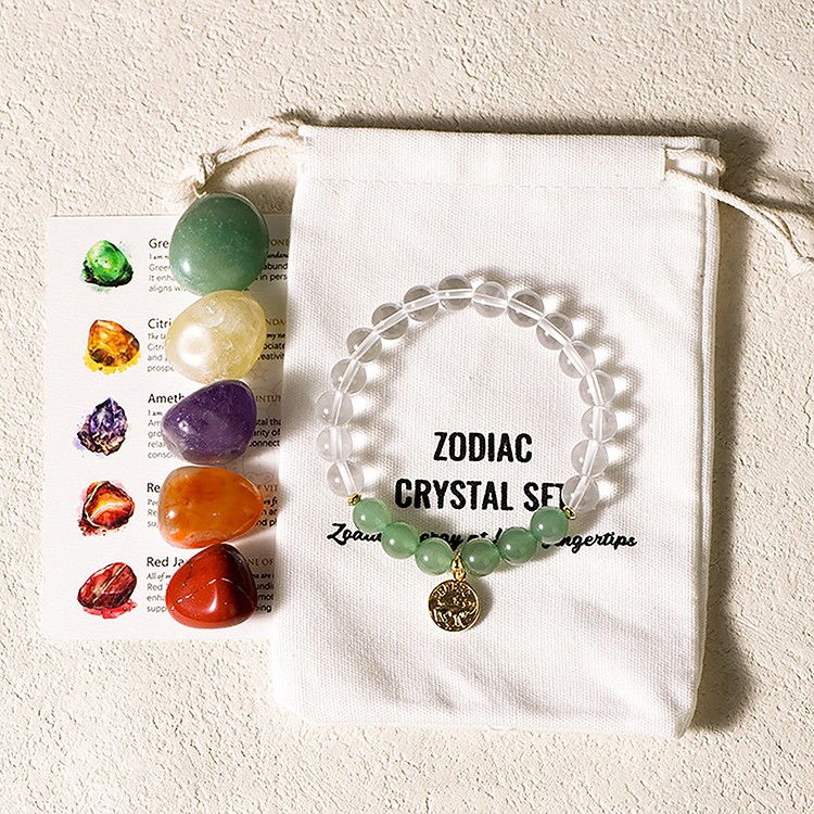 Zodiac Crystal Healing Stone Set with Bracelets for Energy Generator Meditation
