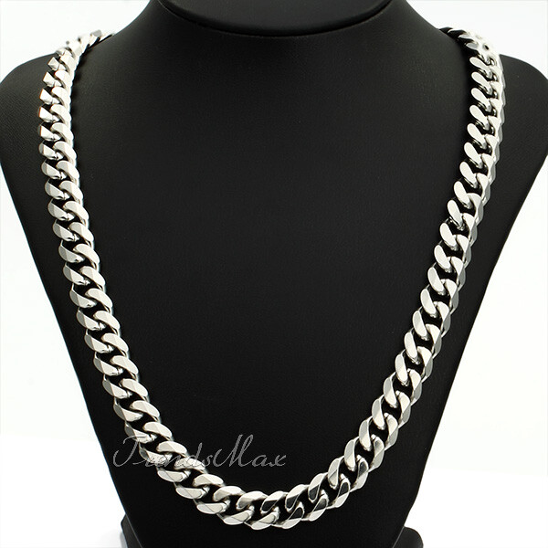 7/11MM Mens Chain Silver Stainless Steel Curb Link Necklace Bracelet 7-36″