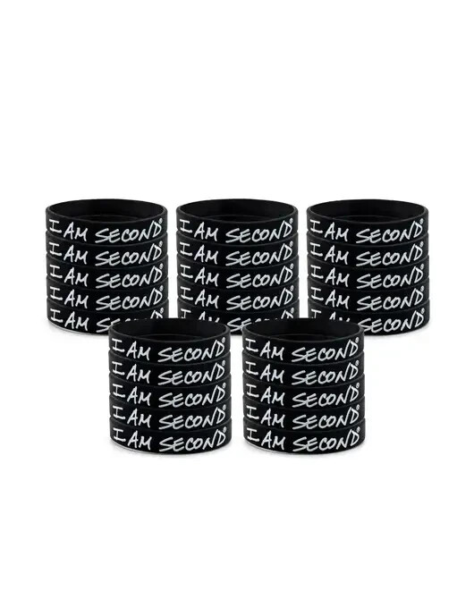 I AM SECOND Adult Wristband- 25 pack (Black)