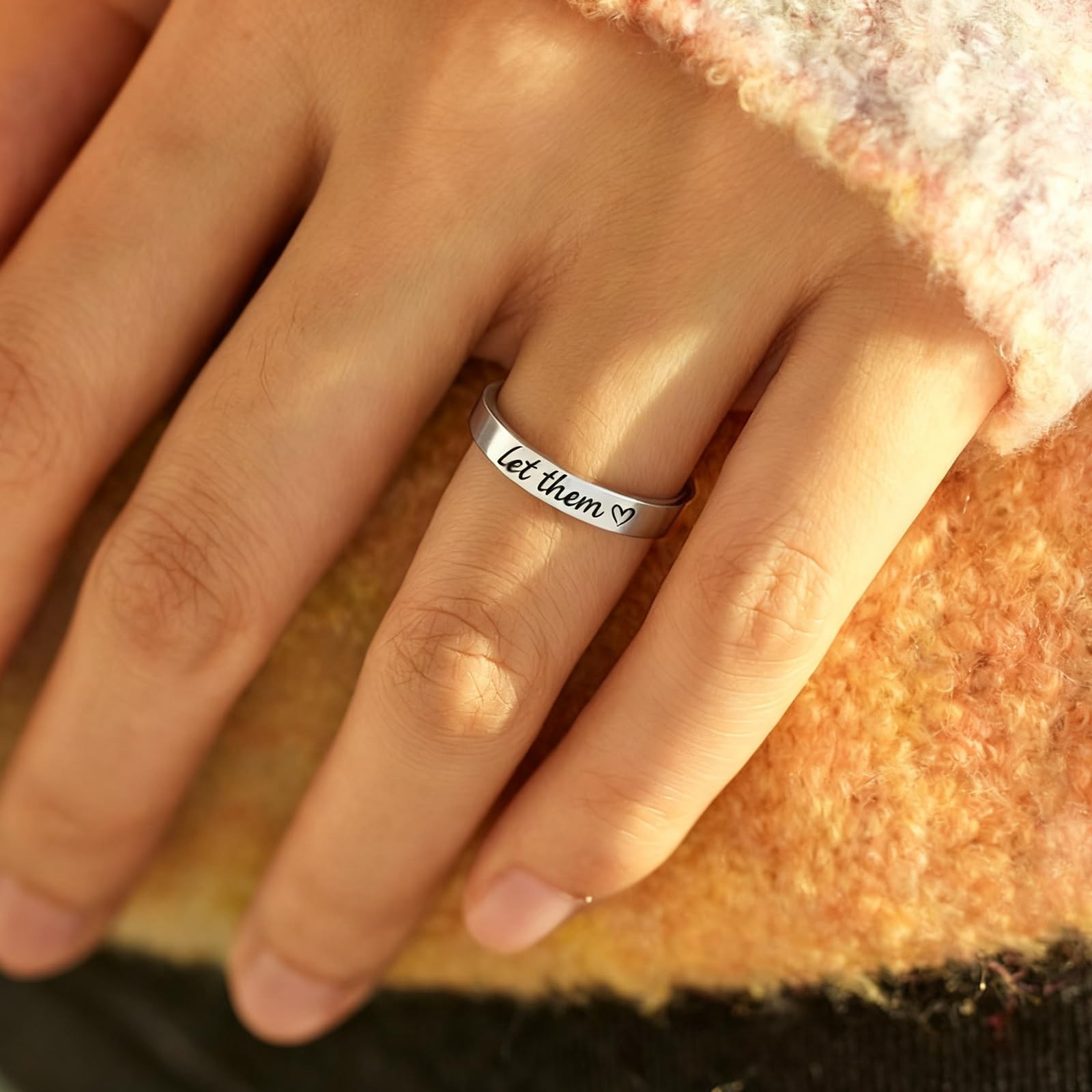 Let Them Zero Fcks Given Mantra Ring for , Stainless Steel Band Rings Silver …