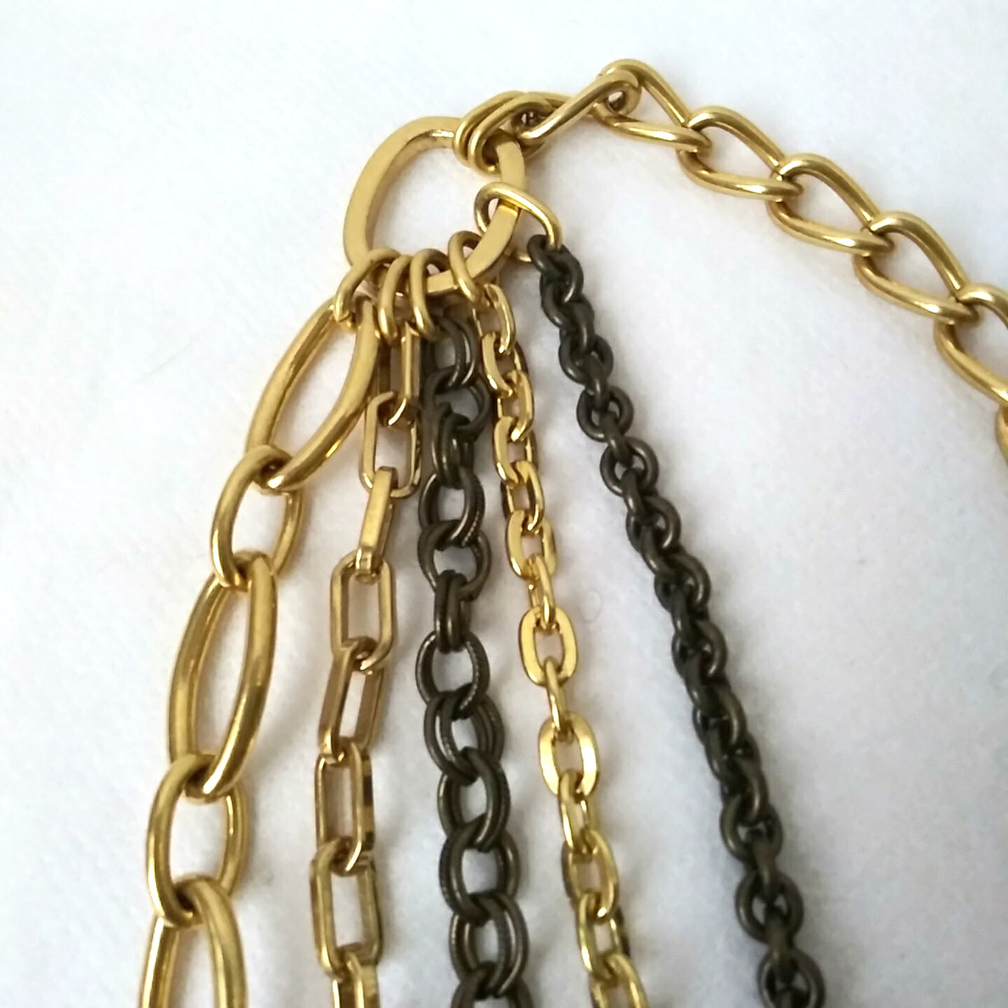 Heavy Gold Tone Multiple 5 Strand Layered Chain Statement Necklace Signed WORTH