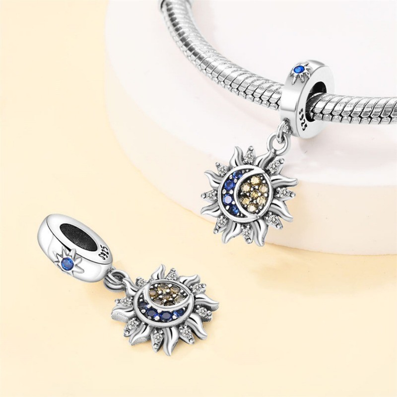 KUNSIR Sterling Silver Star & Moon Charm For Bracelet or Necklace Pendant Charm
