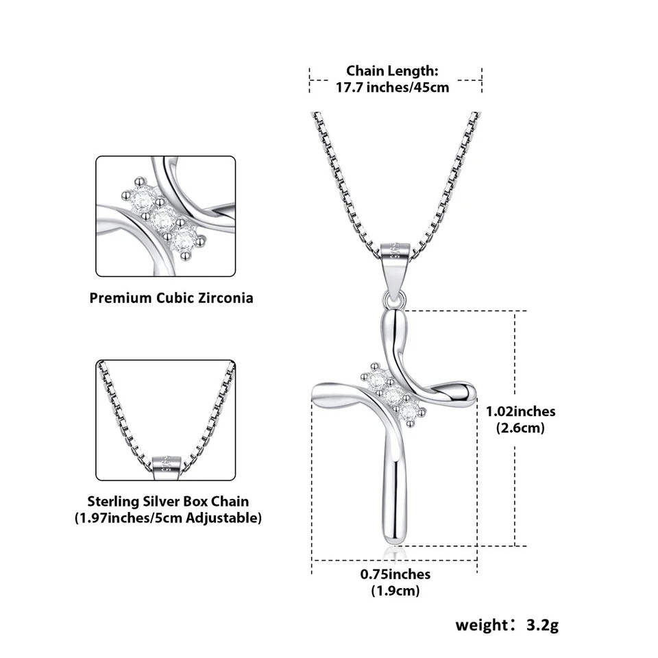925 Sterling Silver Cross Necklaces for Women 12 Color Birthstone Necklace,Adjus