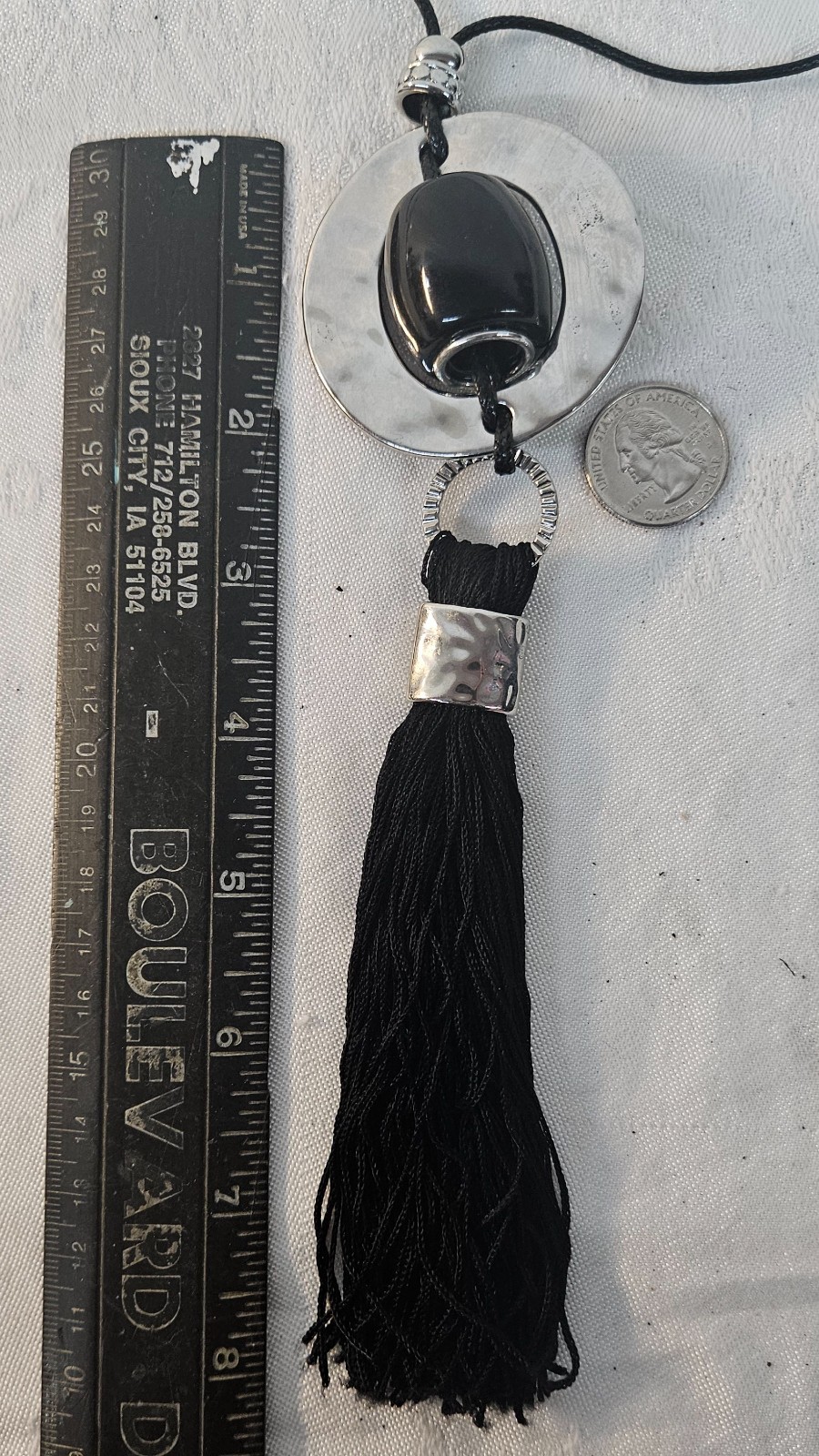 Silvertone Big TASSLE Pendant Fashion Necklace