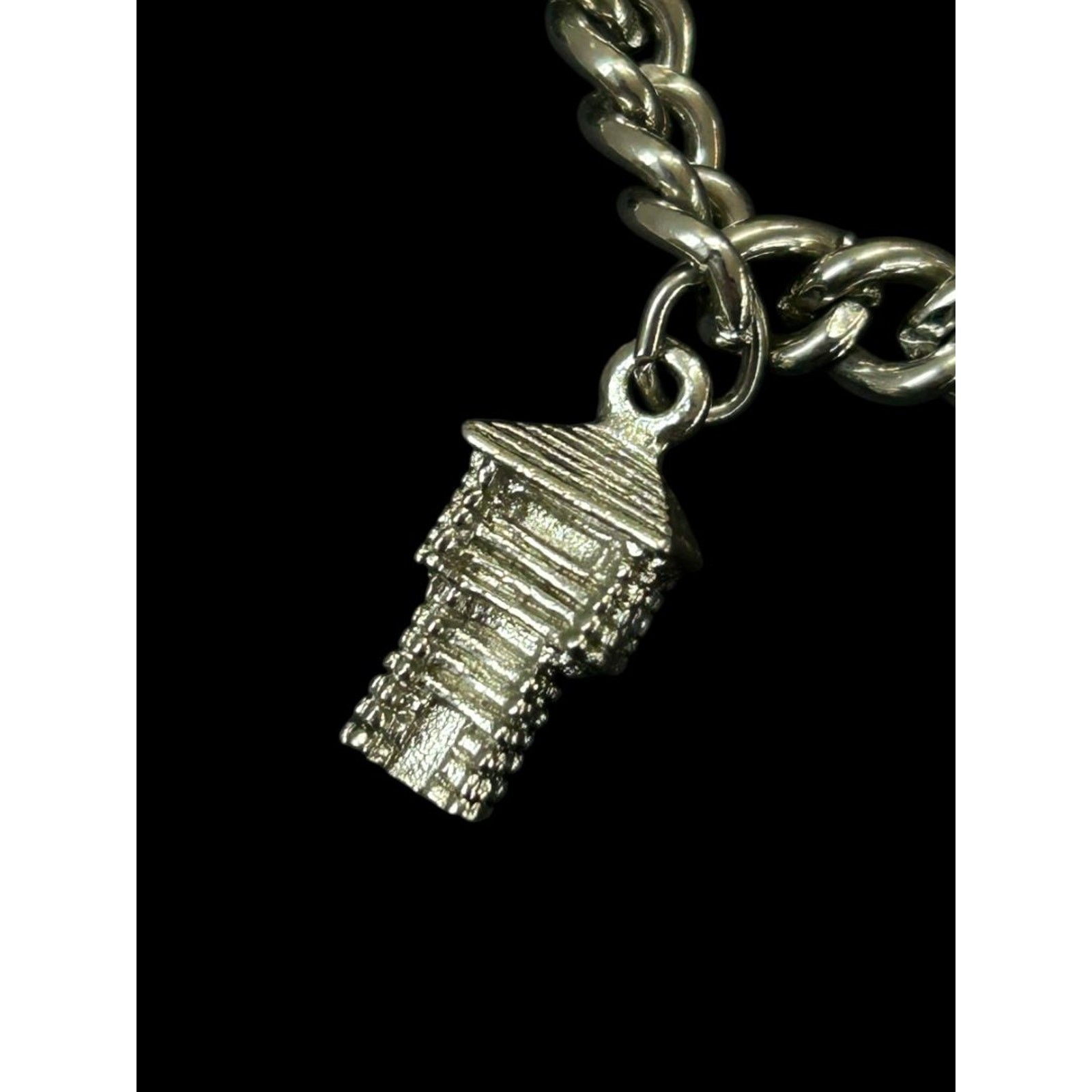 Silvertone Charm Bracelet Travel Theme 6.5″ Spring Clasp