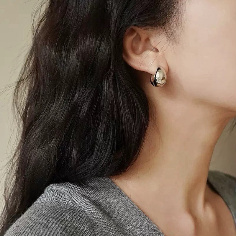 925 Silver Chunky Teardrop Huggie Hoop Earrings Small Thick Hoop Earrings B05