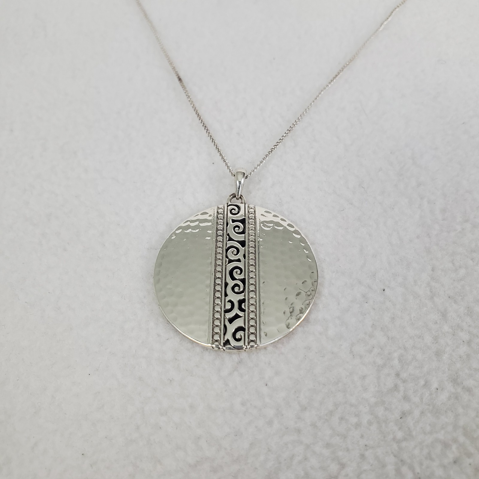 Brighton Silver Plated Mingle Disc Necklace Hammered 27 In