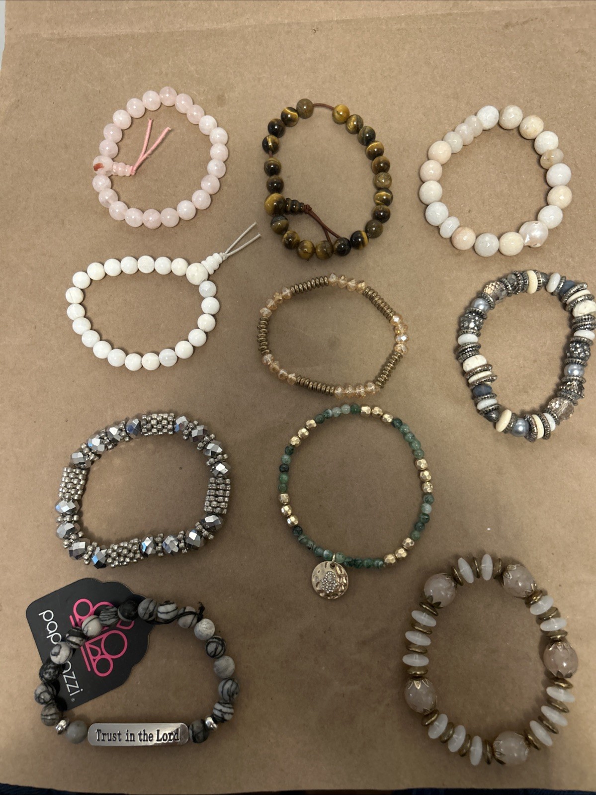 Women’s Mixed Lot of 10 Stretch Bracelets-Mixed Colors Styles and Age, Material
