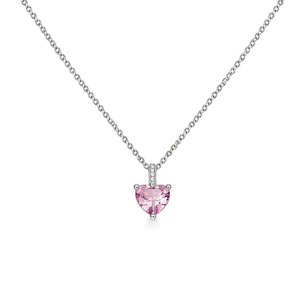 ZARD Heart Cut Pink Sapphire Pendant Necklace in 925 Sterling Silver