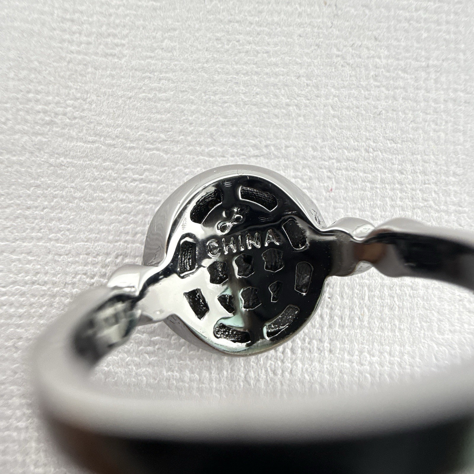Joan Boyce Ring Evil Eye Black Angel Eye Talisman 8.75 Gunmetal Rhinestone HSN