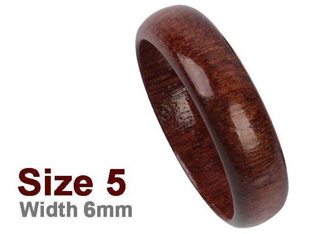 6MM OR 8MM SOLID HAWAIIAN ACACIA KOA WOOD CONTEMPORARY WEDDING DOMED BAND RING