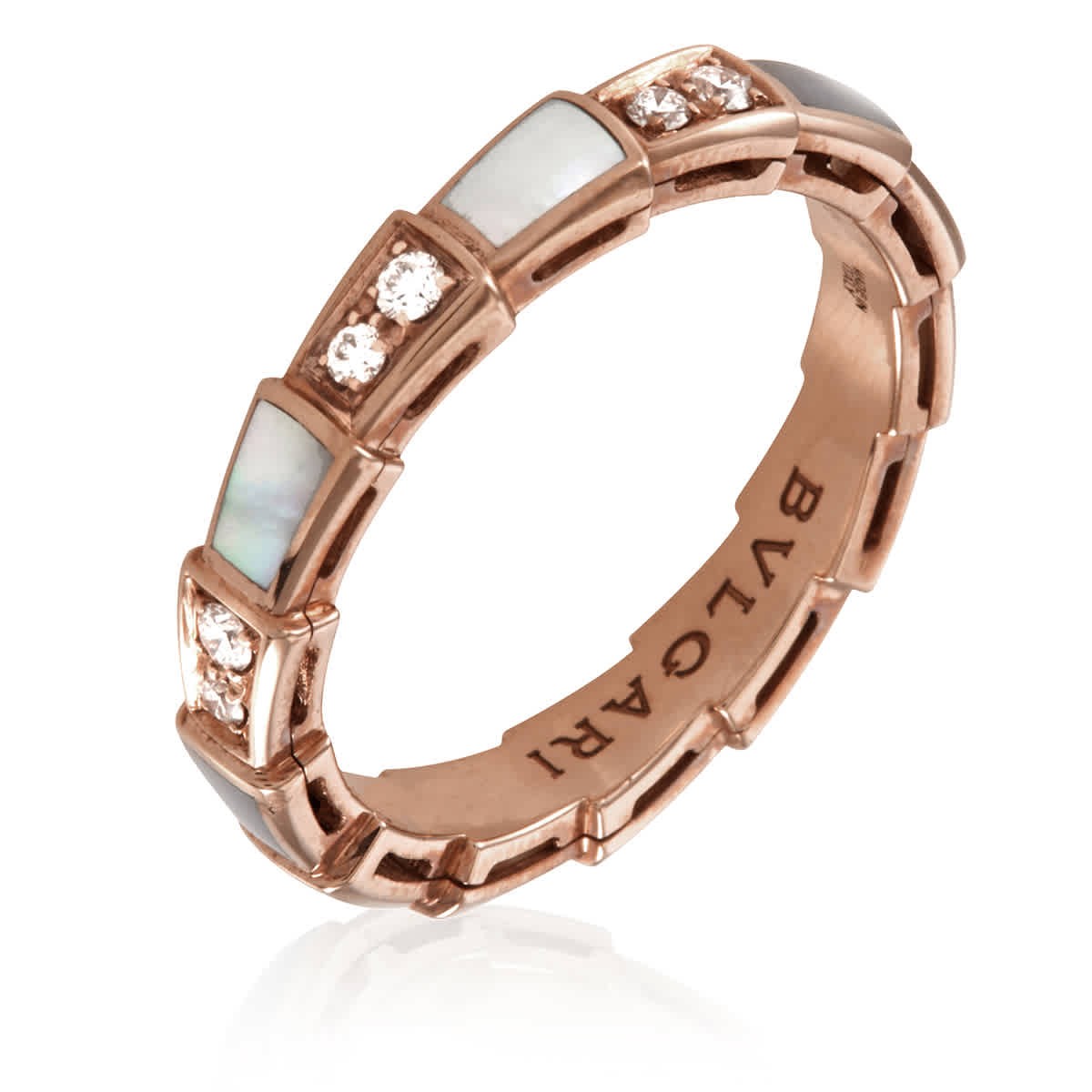 Bvlgari Serpenti Viper 18k Rose Gold 0.21 CT 1 Band Ring