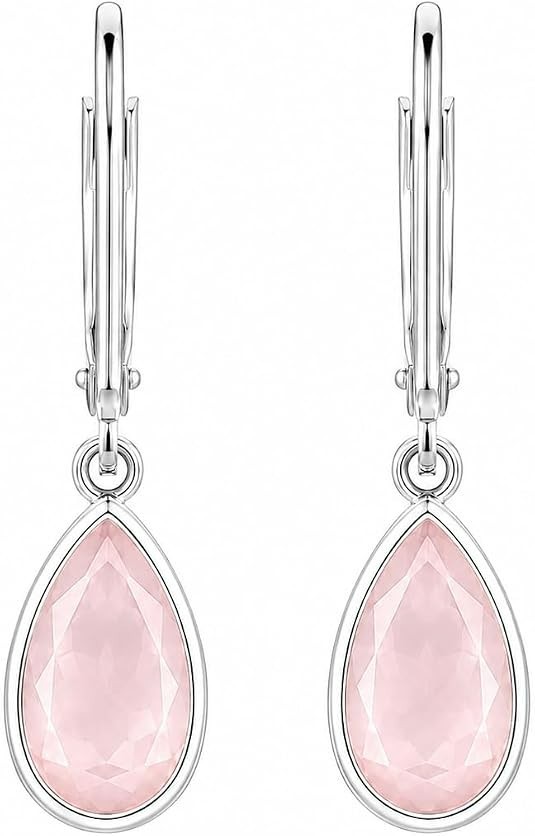 925 Sterling Silver Rose Quartz Pear Shape Leverback Drop Earrings Pink Gemstone