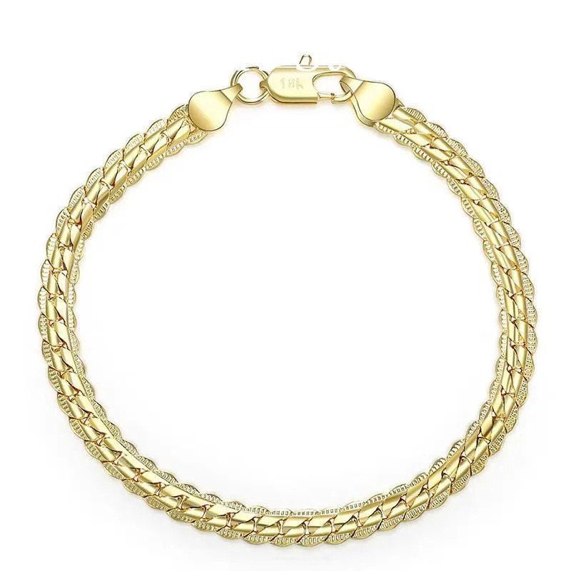 Gold Tone Geometric Link Bracelet for Women Fashion Chain Jewelry 20cm US