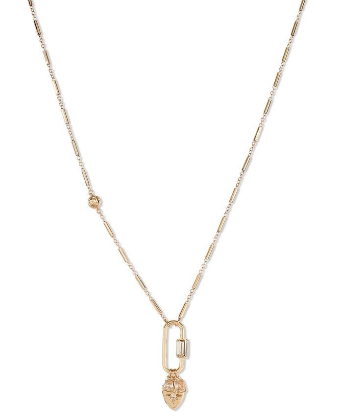 On 34th – Gold-Tone Crystal Star Multi-Charm Pendant Necklace, 28″ + 3″ extender