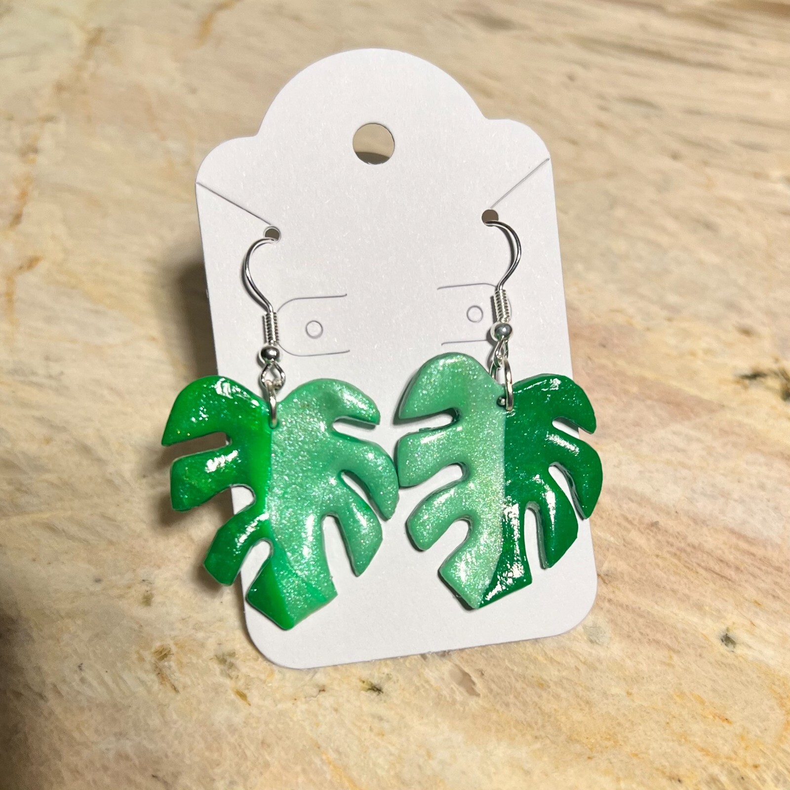 MONSTERA CLAY EARRINGS HANDMADE, GLAZED GREAT GIFT IDEA (SELECT FROM PHOTOS) #1