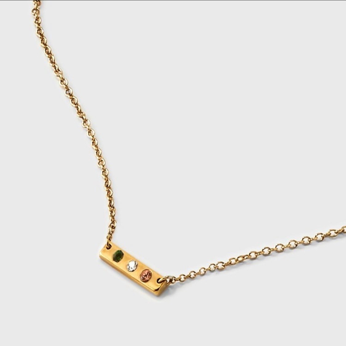 Tiny Tags Luck of the Irish Gold Tone 3 Stone Bar Necklace NEW