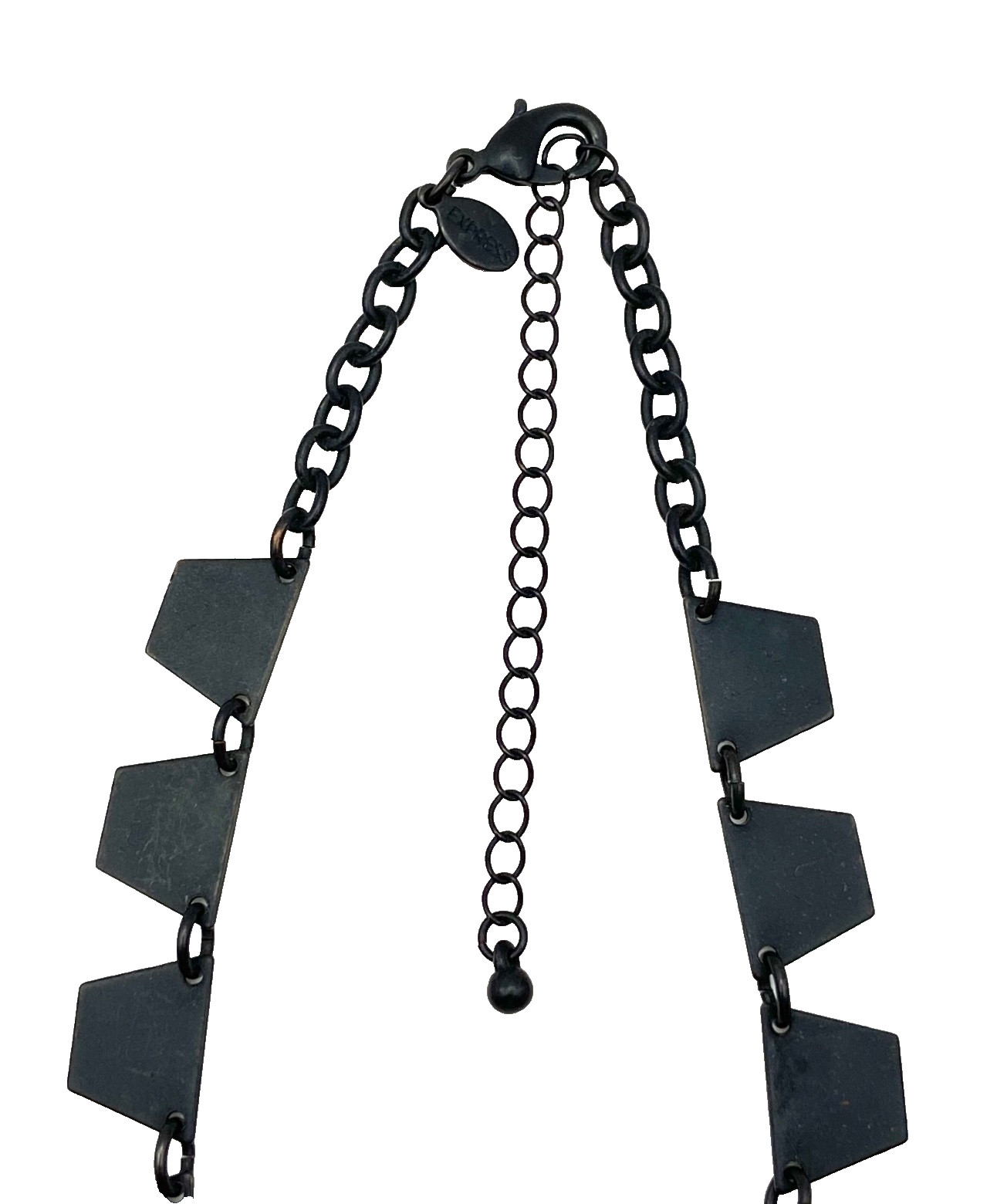 Express Black Triple Layer Pentagon Panel Necklace Tri-Tone Glitter Statement