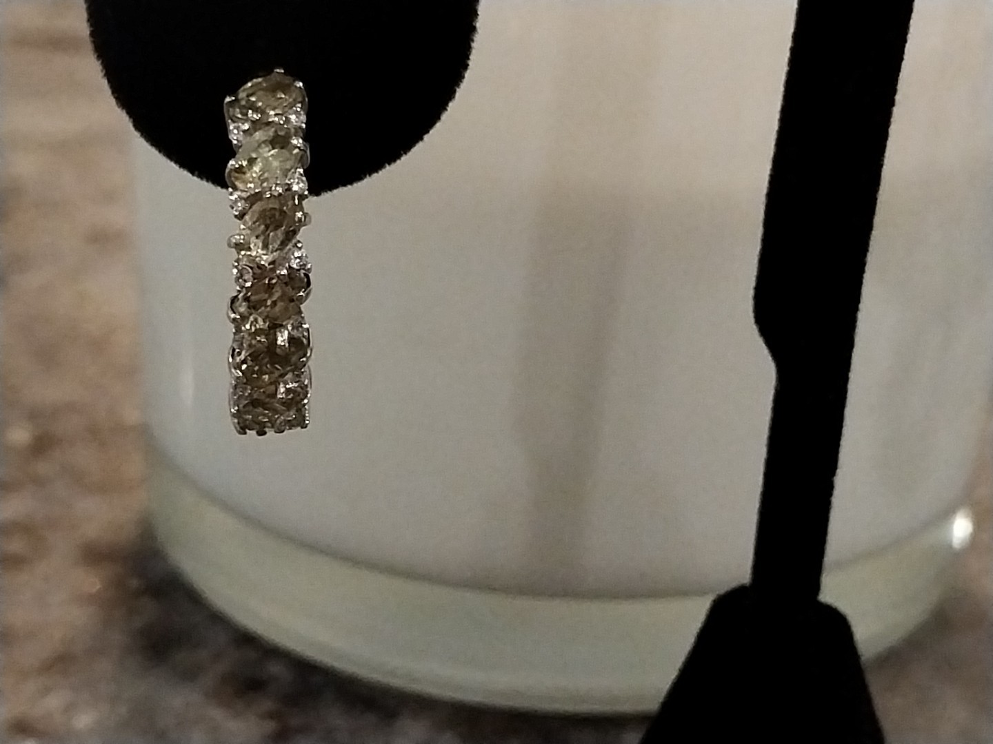 Madagascar Yellow Apatite, White Zircon Hoop Earrings/Plat/Sterling, TCW=3.75 ct