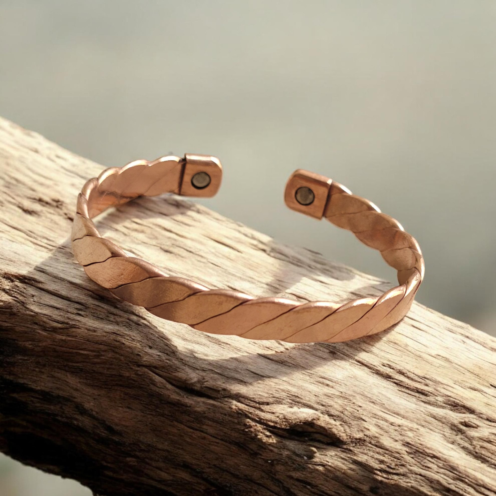 2 Pack Pure Copper Magnetic Bracelet Arthritis Pain Energy Therapy Cuff Upgraded