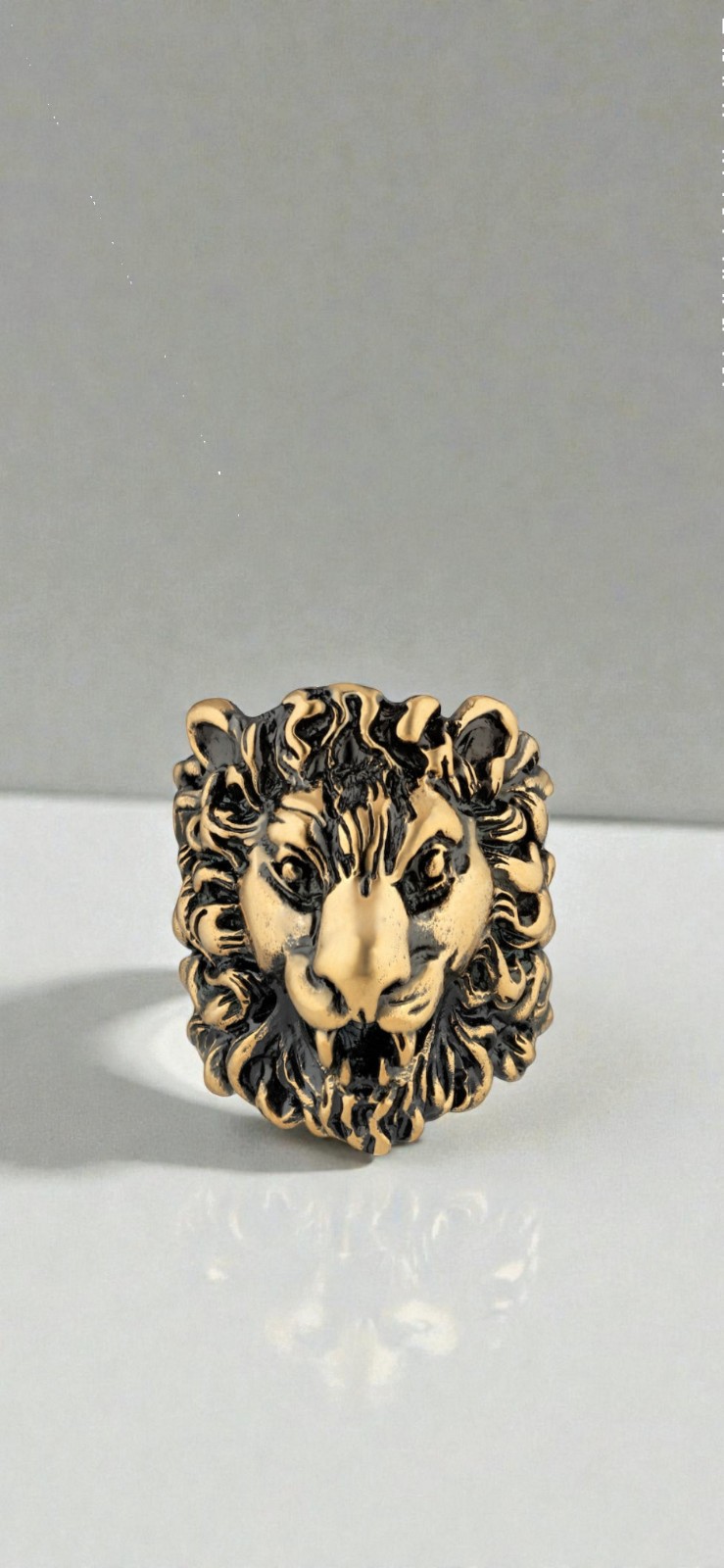 NWT Authentic Gucci Lion Head Motif Gold Ring Size US8.75 IT19
