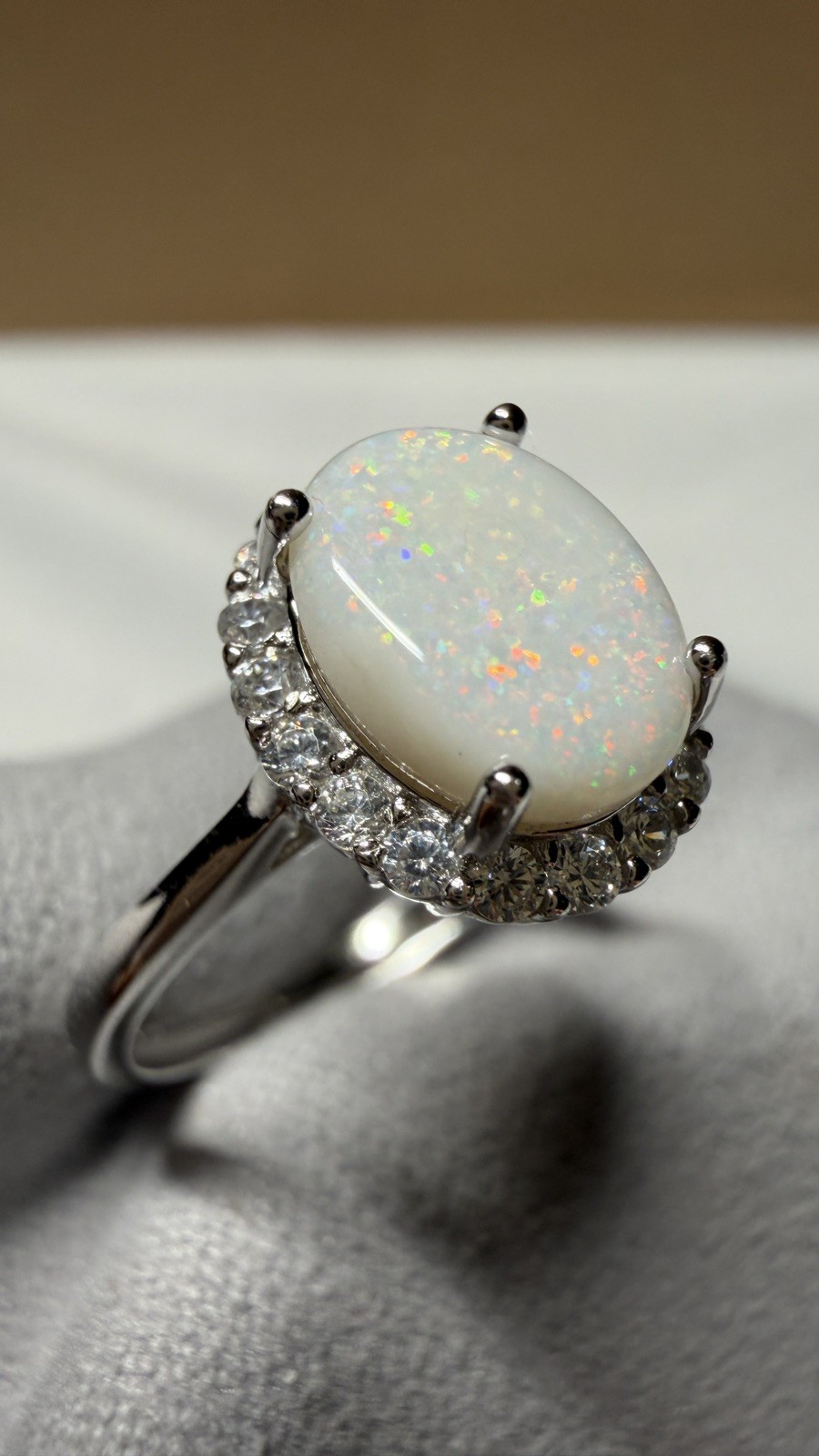 Solid Opal Ring Natural Australian Silver Multicolor Pinfire All Occasion #0161