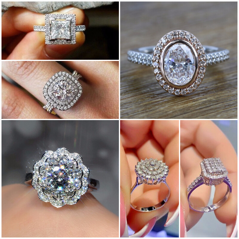 925 Silver Filled Ring Women Cubic Zircon Jewelry Romantic Wedding Gift Sz 6-10