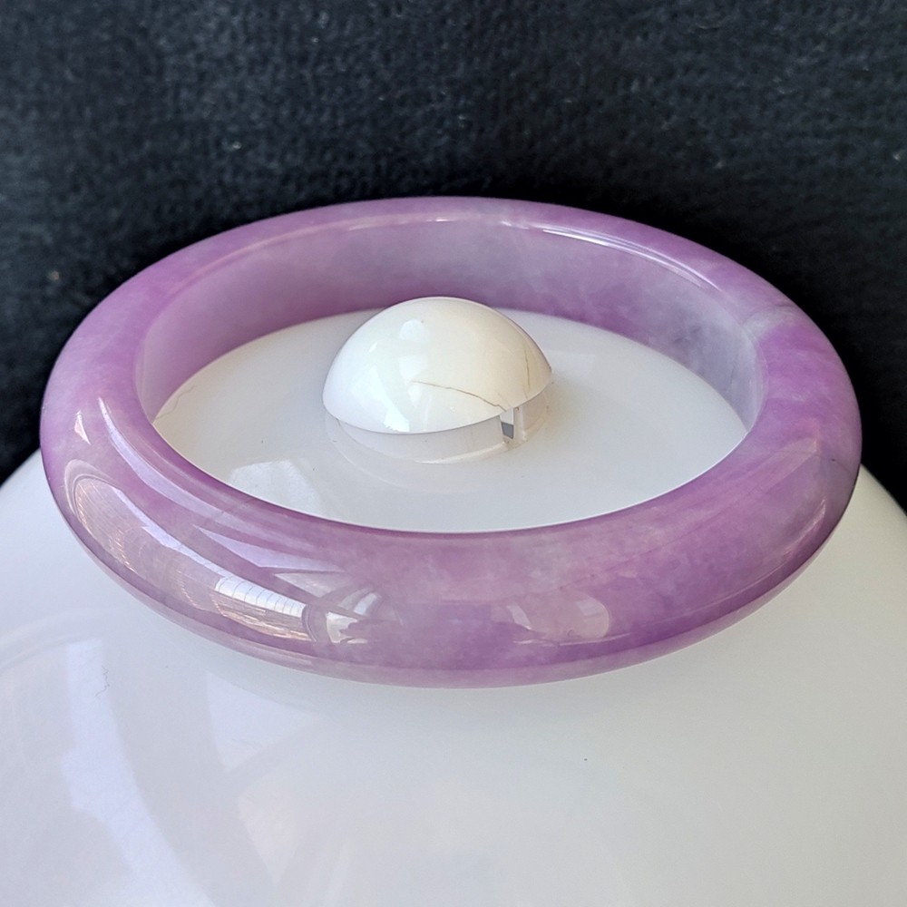 Certified Grade A 62mm Lavender Natural Burma Jade jadeite Bangle Bracelet 0442