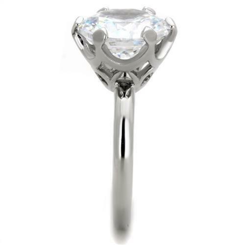 TK1823 – High polished (no plating) Stainless Steel Ring with AAA Grade CZ in