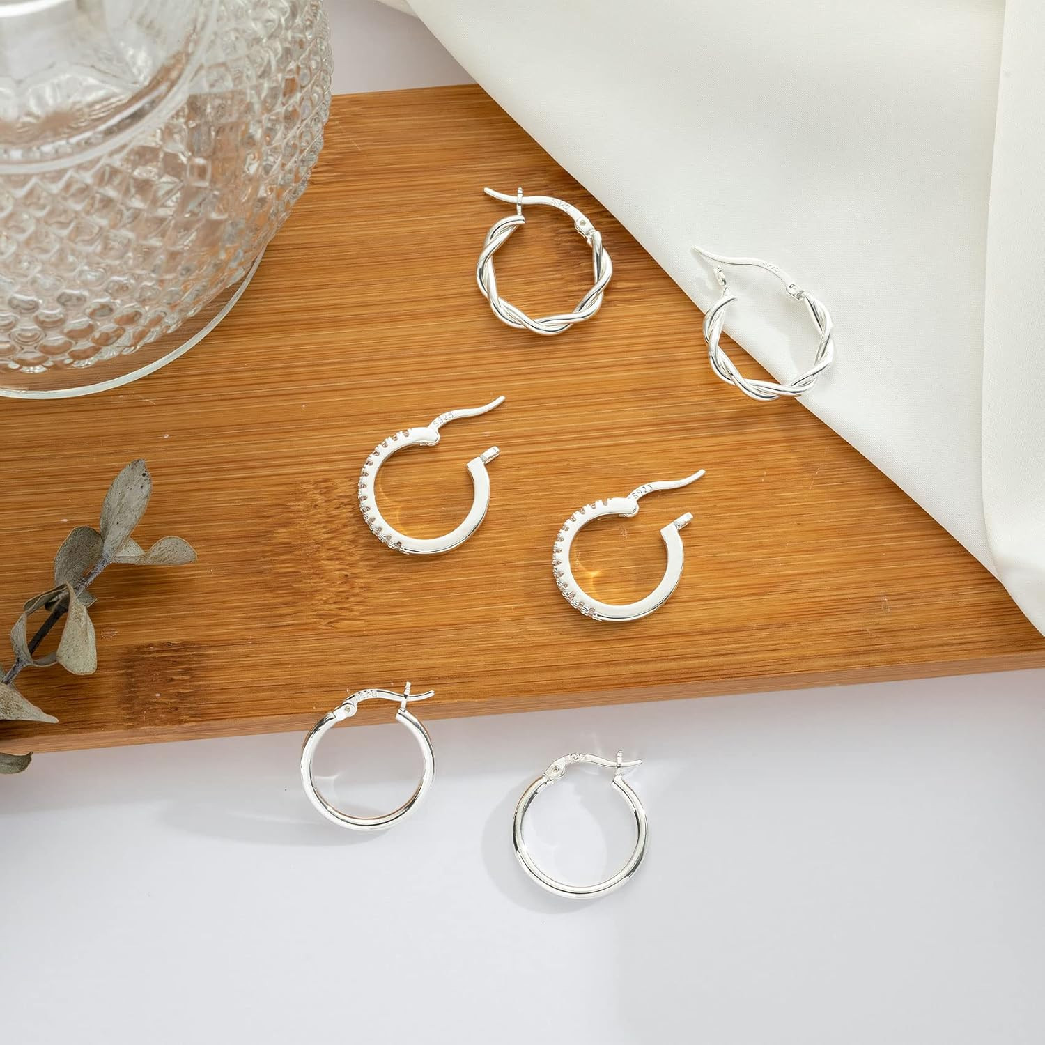 Gold Hoop Earrings for Women Sterling Silver Post Small Gold Hoop Earrings 14K R