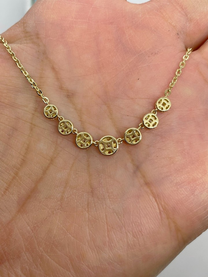 2Ct Round Cut Simulated Diamond Stunning Flower Necklace 14k Yellow Gold Plated