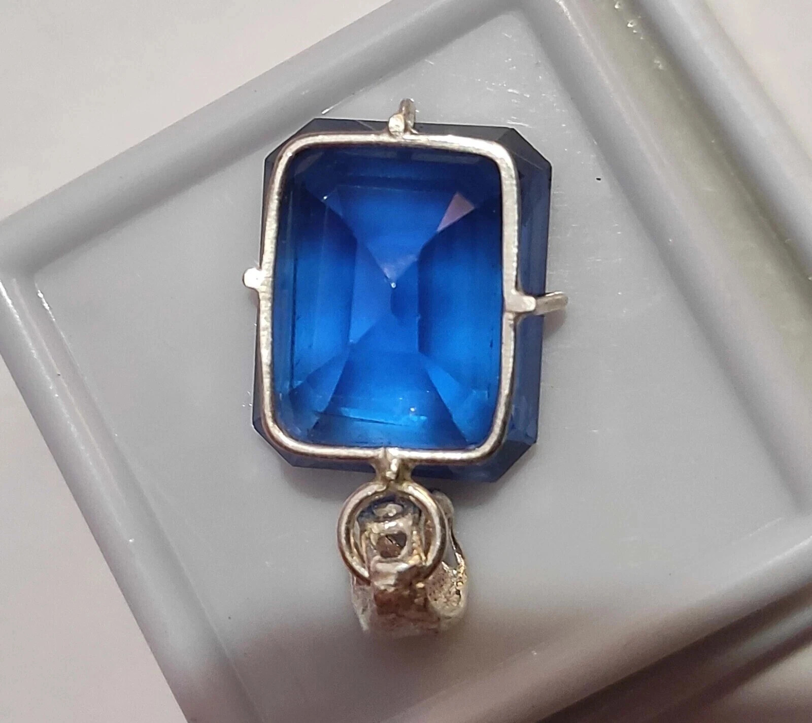Natural 35 Ct Blue Sapphire Certified Emerald in Silver Loose Pendant Gems