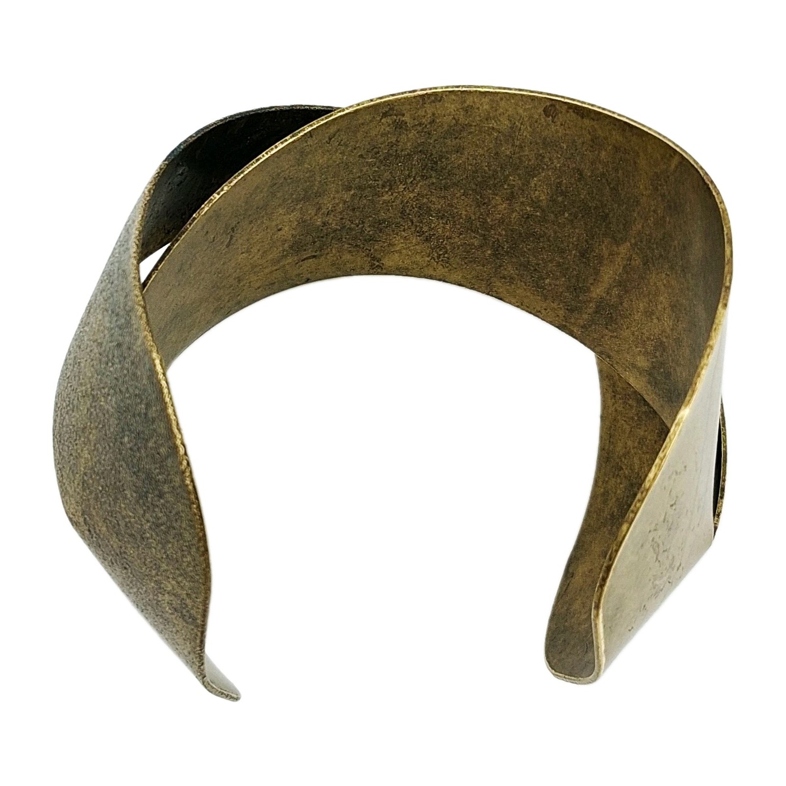 Bold Wide Textured Bronze Tone Twisted Cuff Bracelet Unisex Adjustable