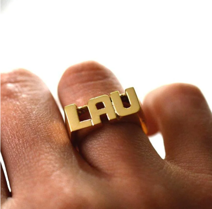 Custom Name Ring Jewelry Stainless Steel Letters Numbers Gold Silver Rose Gold
