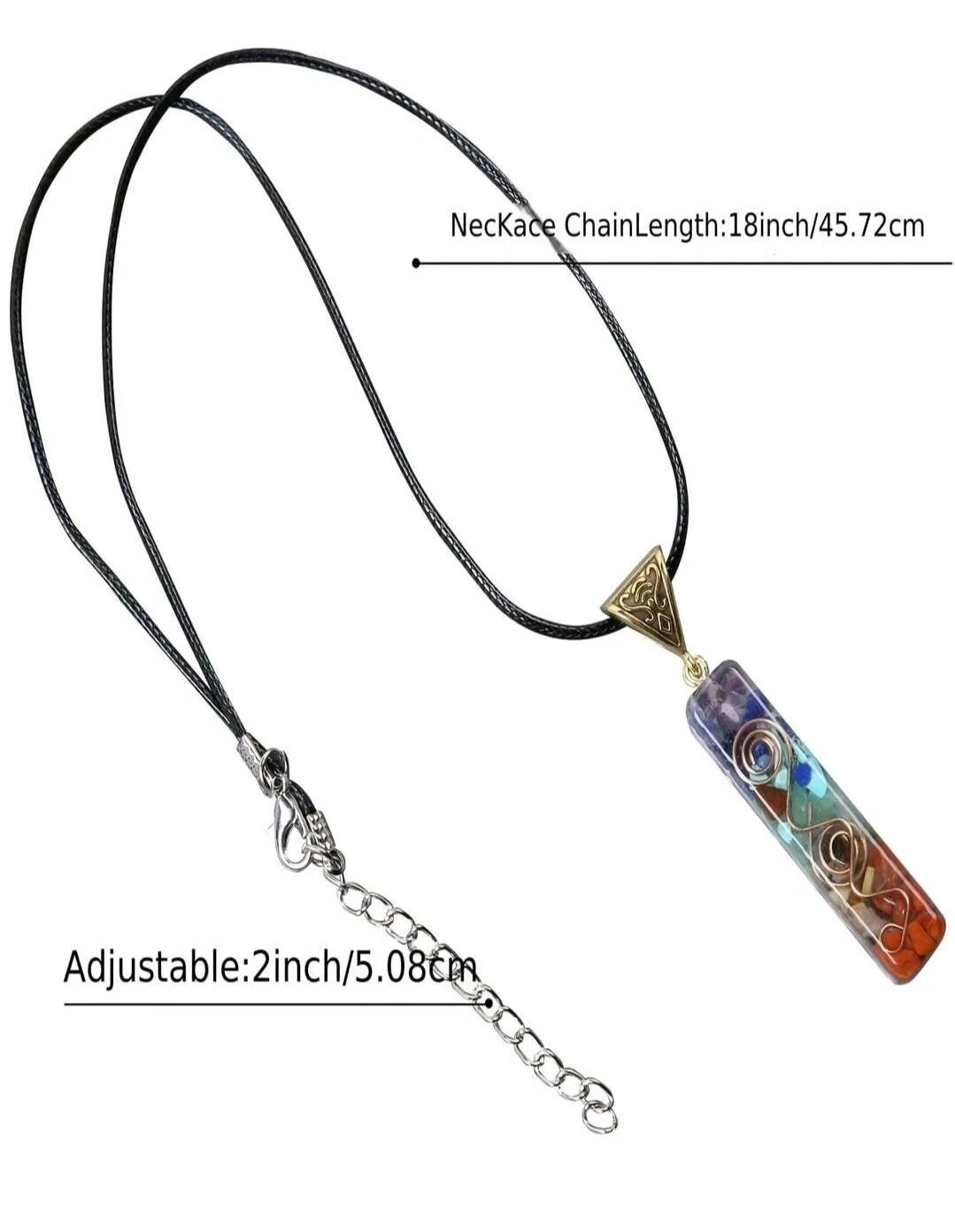 7 Chakra Healing Relief Natural Stone Reiki Pendant Necklace Unisex Crystal
