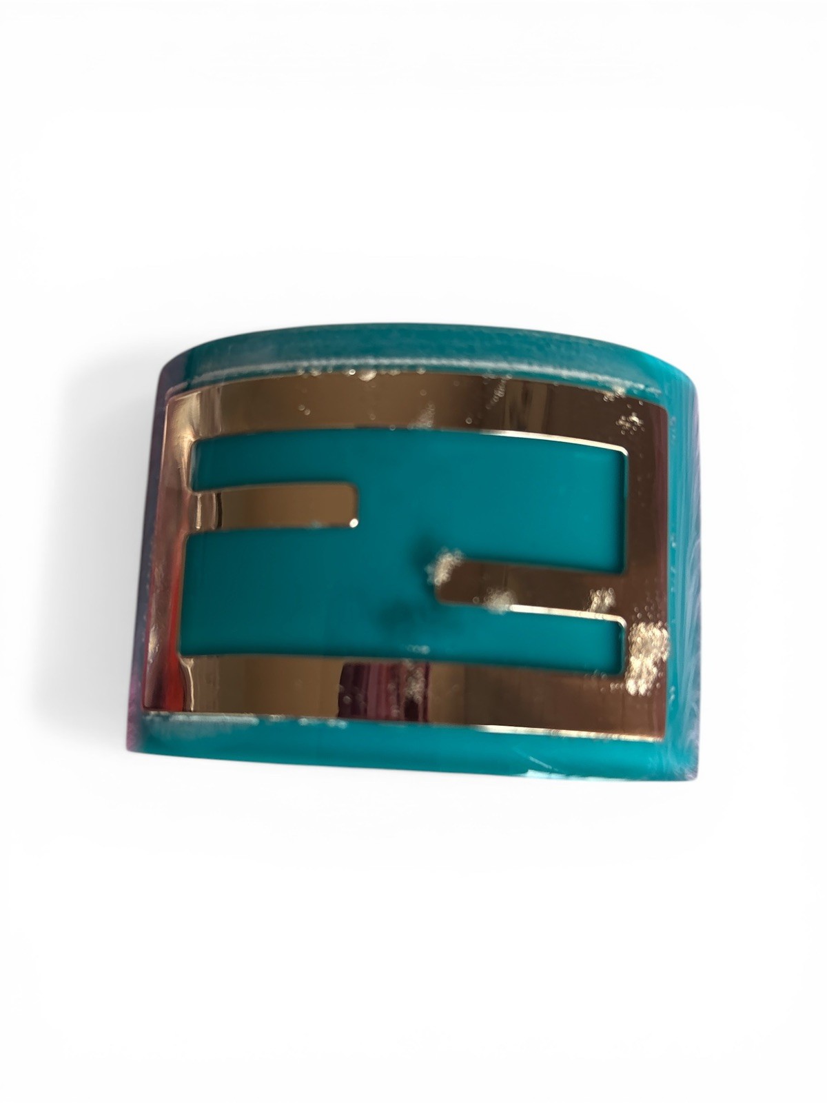 PRE-LOVED BLUE FENDI FF CUFF Resin Cuff Bracelet – Fair Condition