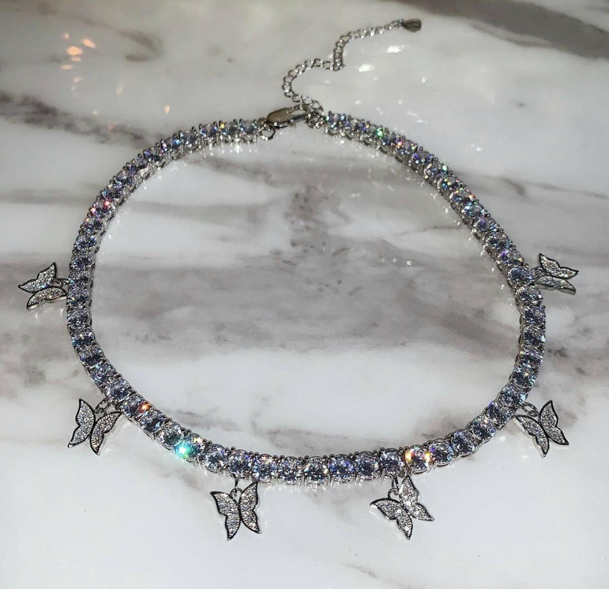 2 piece SET cuban butterfly tennis choker