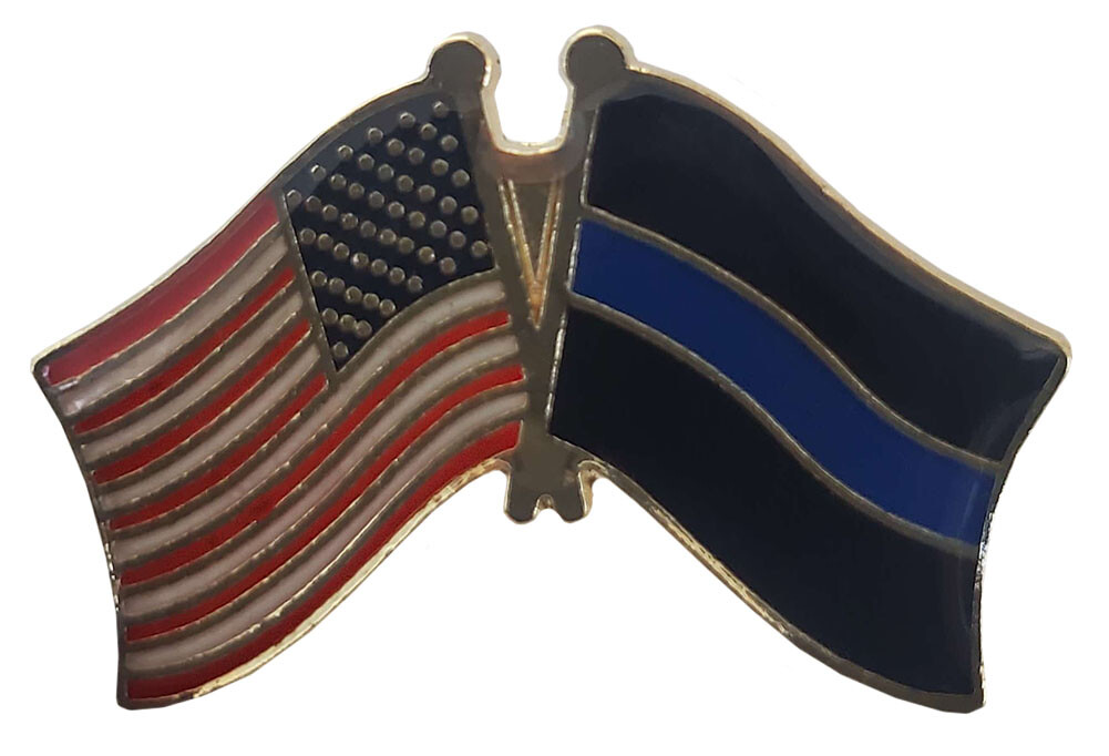 Pack of 50 USA & Thin Blue Line Police Friendship Motorcycle Hat Cap Lapel Pin