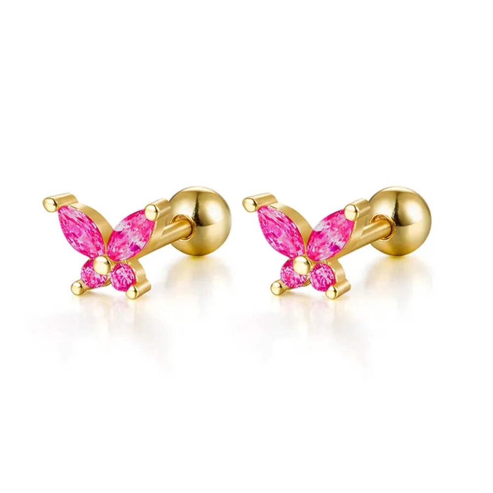 1 Pair 925 Sterling Silver 925 Sterling Silver Earrings Butterfly Ear Studs