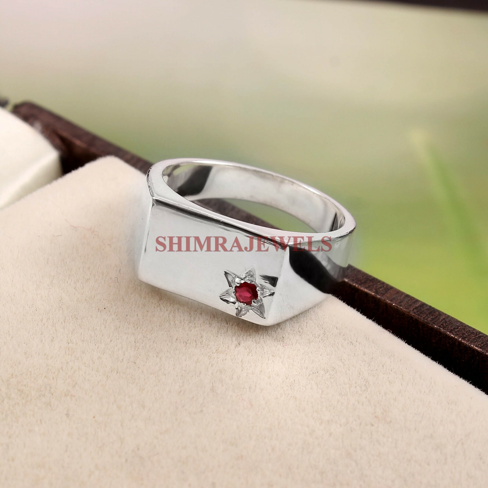 Heated Ruby Gemstone with 925 Sterling Silver Ring for Men’s #873