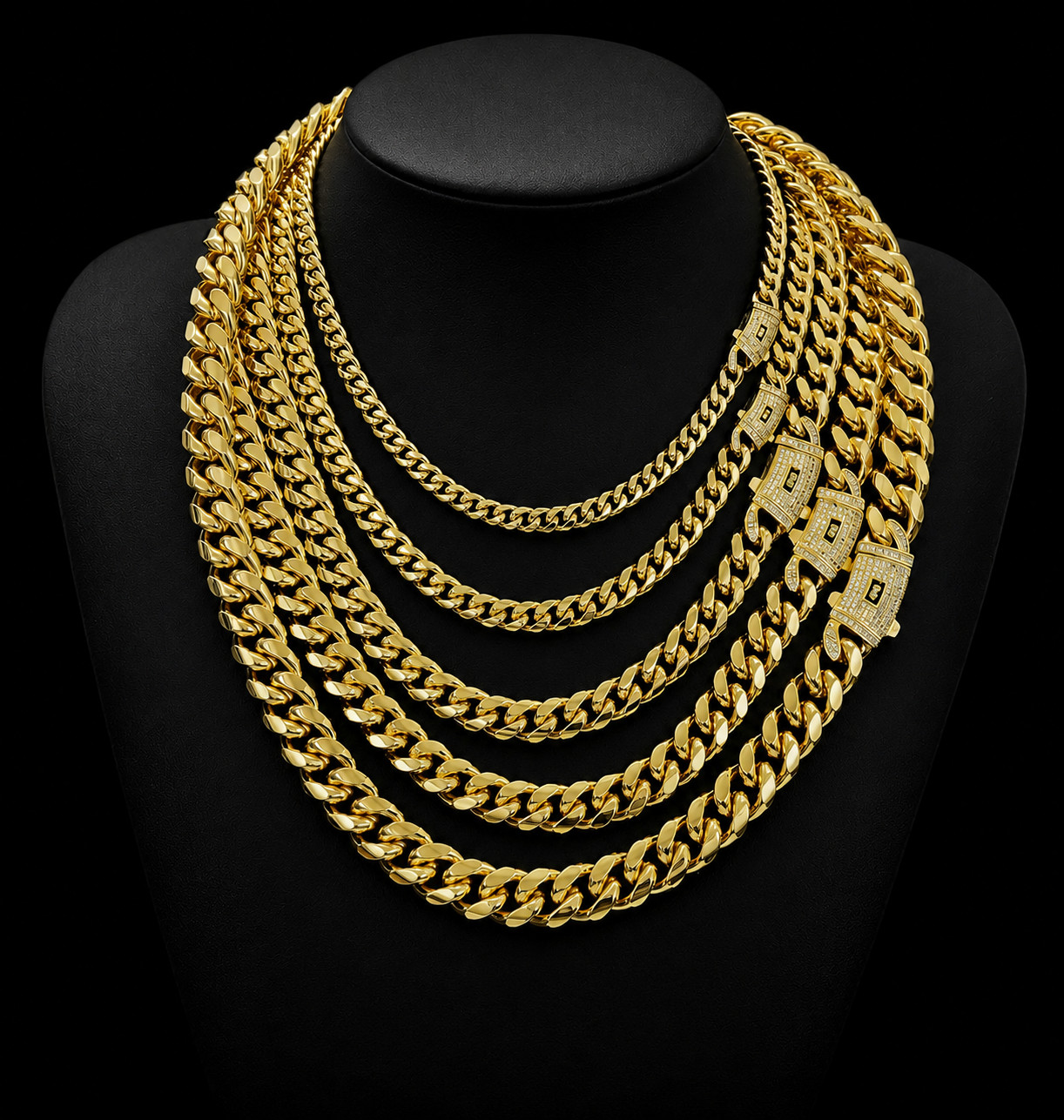 Miami Cuban Link Necklace/Bracelet Gold Plated Stainless Steel Hip Hop Jewelry