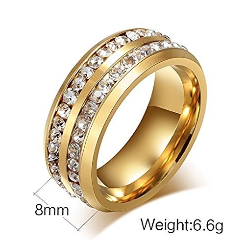 NL10 Mens Womens 8MM Titanium Stainless Steel High Polished 18K Gold Plated C…
