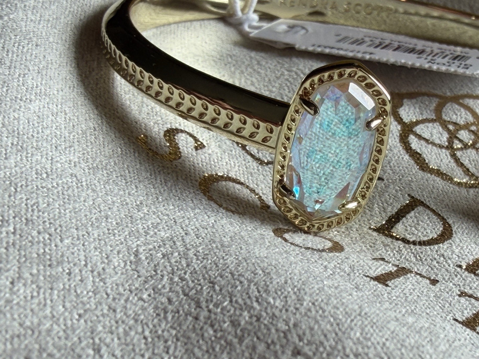 Kendra Scott Gold Tone Adjustable Cuff Bracelet w/ 2 Oval Crystal End Stones