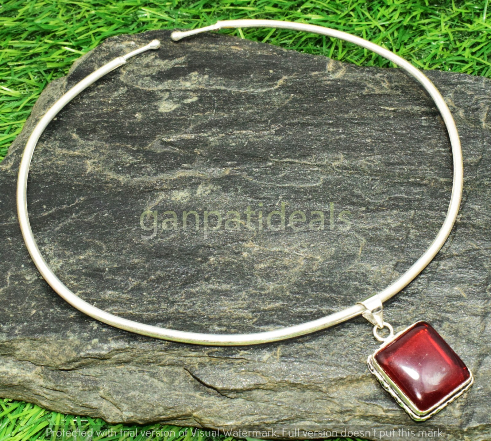 1pcs Garnet Choker Pandant Necklace Set Beautiful Flexible & Easy to Wear